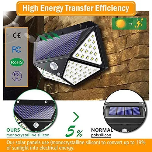 100 LED Solar Light Outdoor PIR Motion Sensor 3 Modes  Wall Lamp Four-Sided Waterproof, Garden Yard, Patio Yard pattanaustralia